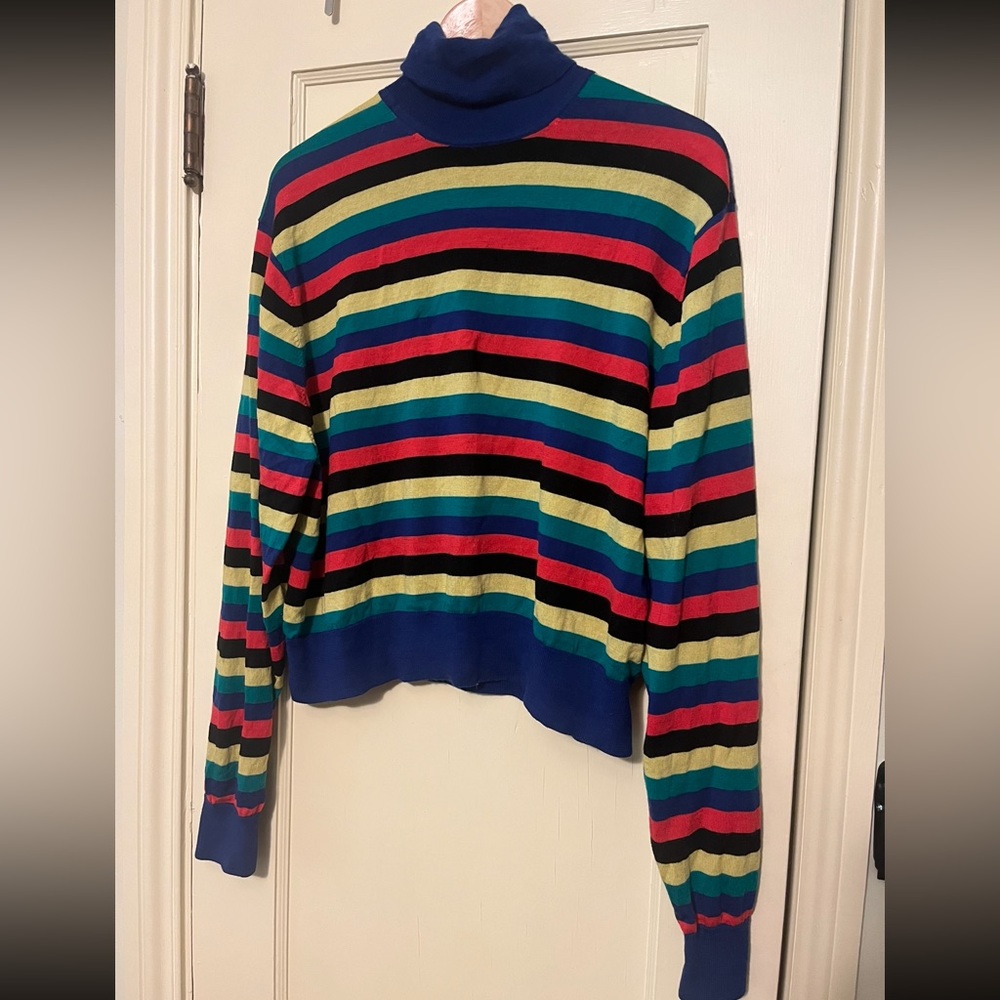 jw anderson x uniqlo 2017 rainbow striped turtleneck sweater unisex multi-color
